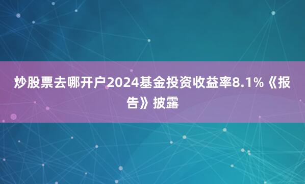 炒股票去哪开户　　2024基金投资收益率8.1%　　《报告》披露